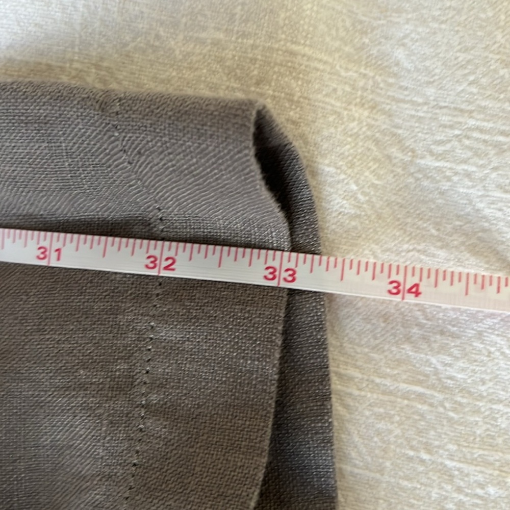 Eileen Fisher Medium Linen Taupe Side-Zip Pants - Picture 9 of 11